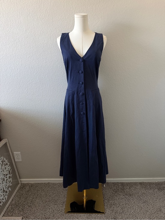 Meshki Dresses & Skirts - Meshki Navy V-Neck Button Midi Dress